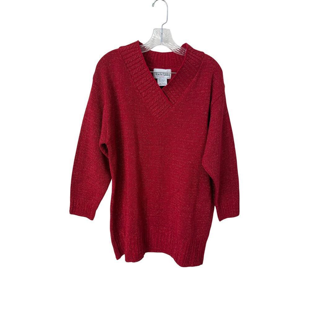 Diane Von Furstenberg Vintage 90’s Color Authority Metallic Red Tunic Sweater L